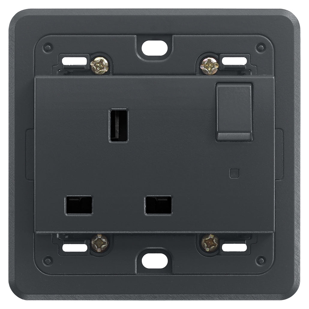 Vimar Eikon SICURY Switched English Standard Socket Outlet, 2P+E, 13A 250V, IP20, 3-Module Mounting Frame, Indicator Unit — Quality Boat Parts