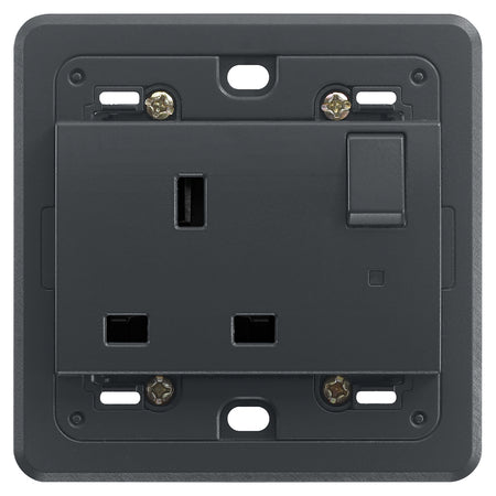 Vimar Eikon SICURY Switched English Standard Socket Outlet, 2P+E, 13A 250V, IP20, 3-Module Mounting Frame, Indicator Unit — Quality Boat Parts