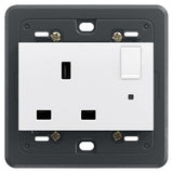 Vimar Eikon SICURY Switched English Standard Socket Outlet, 2P+E, 13A 250V, IP20, 3-Module Mounting Frame, Indicator Unit — Quality Boat Parts