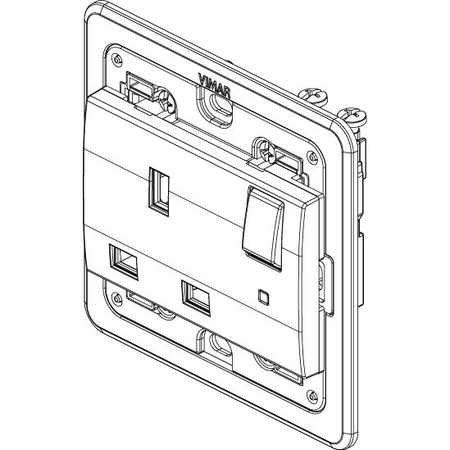 Vimar Eikon SICURY Switched English Standard Socket Outlet, 2P+E, 13A 250V, IP20, 3-Module Mounting Frame, Indicator Unit — Quality Boat Parts