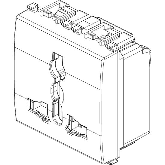 Vimar Eikon 2P+E SICURY Multistandard Socket Outlet, 13A 250V, 2 Module, Screw Terminal — Quality Boat Parts