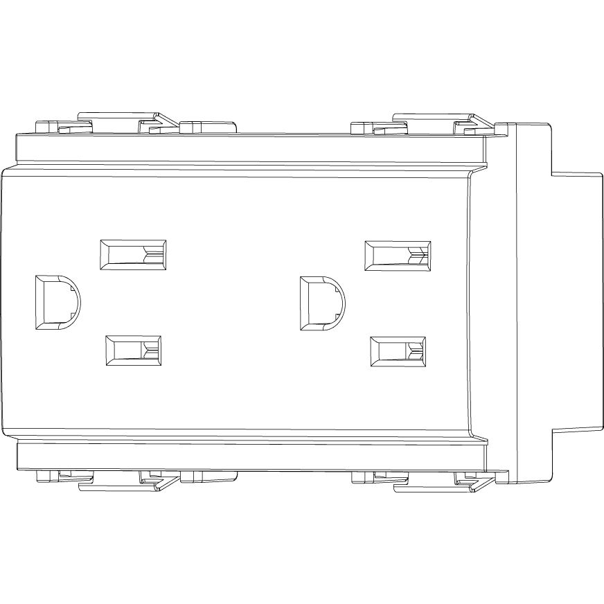 Vimar Idea Double 2P+E USA Socket Outlet, 15A, 127V, IP20, 3-Module — Quality Boat Parts