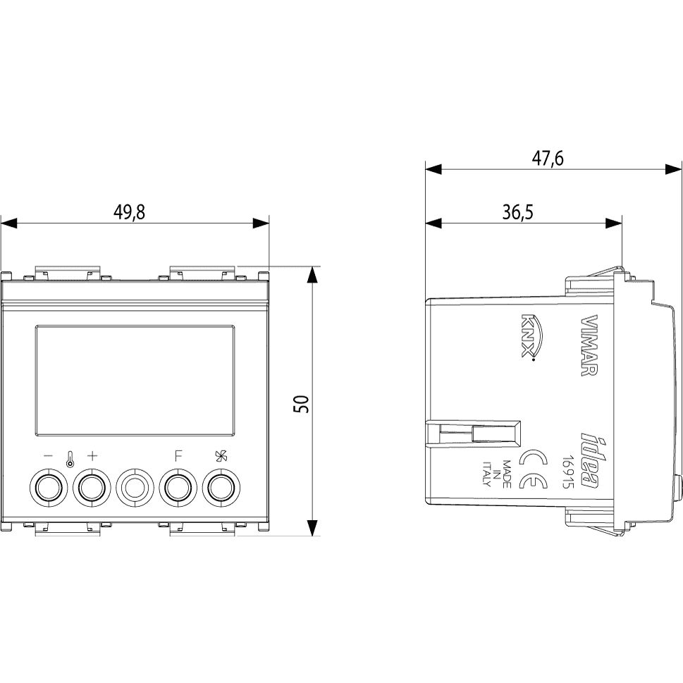 Vimar Idea KNX Thermostat, 2-Zone, 4A 24V Relay Output, IP40 — Quality Boat Parts