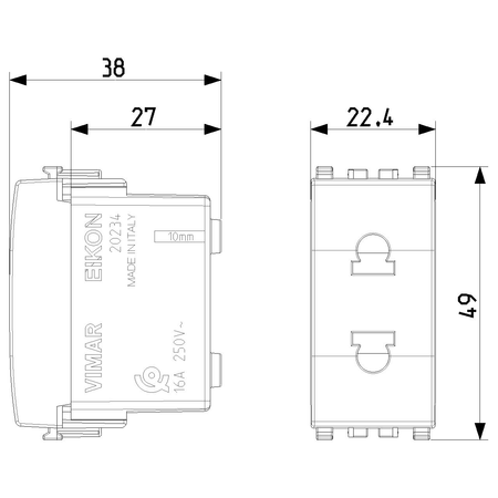 Vimar Eikon USA+EU SICURY Socket Outlet, 2P 16A 250V, Euro-American Standard, IP20 — Quality Boat Parts