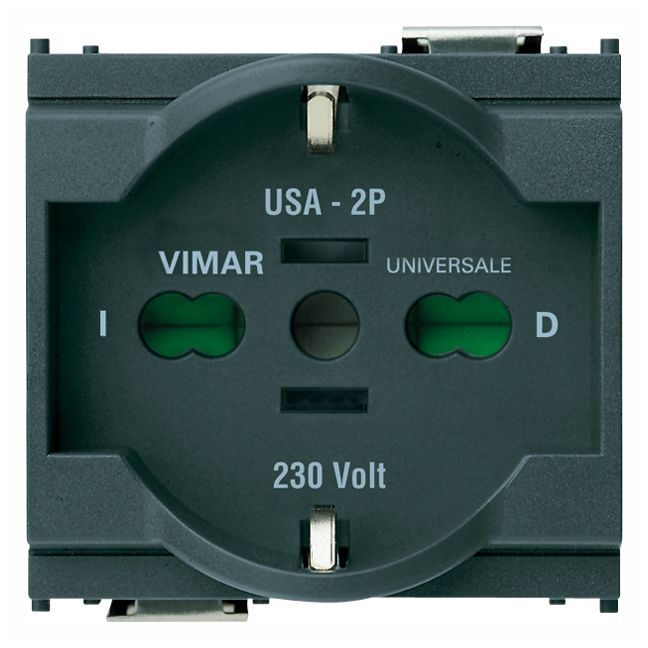 Vimar Idea SICURY 2P+E Universal Socket Outlet, 16A 250V, 2-Module, IP20 — Quality Boat Parts