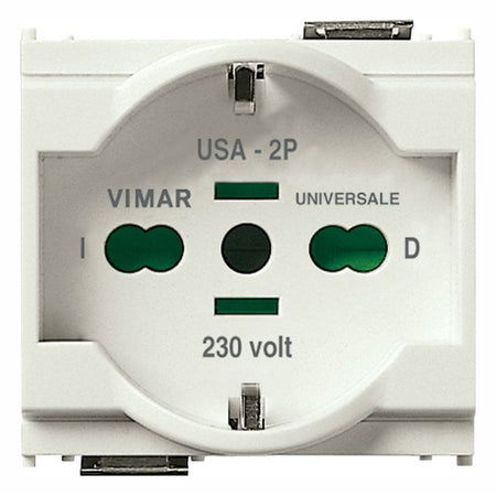 Vimar Idea SICURY 2P+E Universal Socket Outlet, 16A 250V, 2-Module, IP20 — Quality Boat Parts