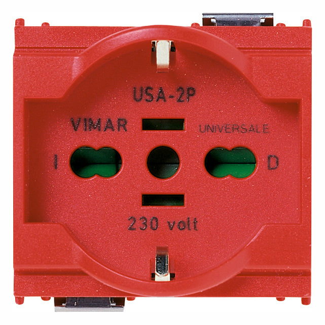 Vimar Idea SICURY 2P+E Universal Socket Outlet, 16A 250V, 2-Module, IP20 — Quality Boat Parts
