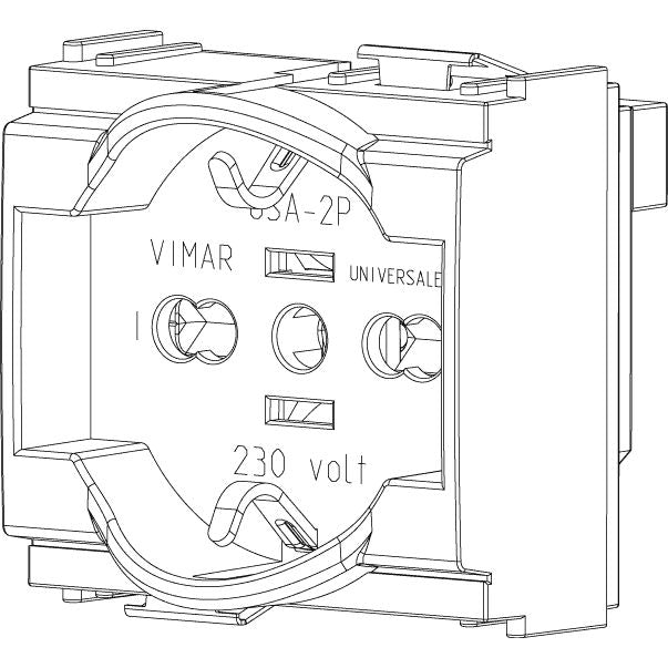 Vimar Idea SICURY 2P+E Universal Socket Outlet, 16A 250V, 2-Module, IP20 — Quality Boat Parts