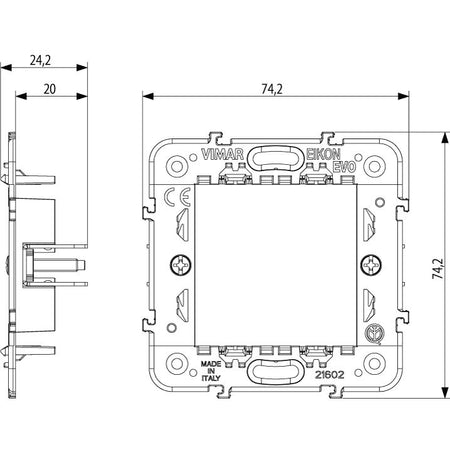 Vimar Eikon Mounting Frame and Protection Cover, 2-Module, 71 mm Centers — Quality Boat Parts