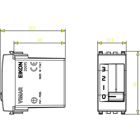 Vimar Eikon Fan-Coil Slide Switch, 4-Position, 1P, 6(2)A, 250V, Flush-Mount, IP40 — Quality Boat Parts