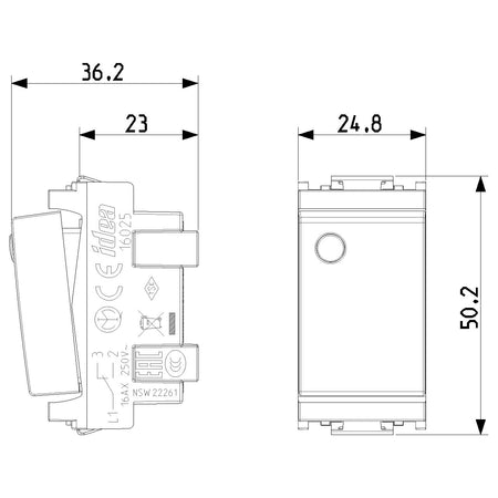 Vimar Idea 2-Way Rocker Switch, 1P 16 AX 250 V, IP40, Luminous — Quality Boat Parts