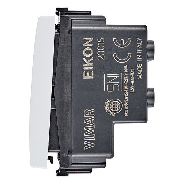 Vimar Eikon 2-Pole 1-Way Rocker Switch, 16AX, 250V, Lightable, Replaceable Button — Quality Boat Parts