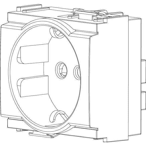 Vimar Idea SICURY Socket Outlet, Italian Standard P30, 2P+E 16A 250V, 2 Modules, IP20 — Quality Boat Parts