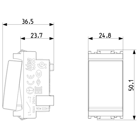 Vimar Idea 1-Way Rocker Switch, 1P 10 AX 250V, IP40 — Quality Boat Parts