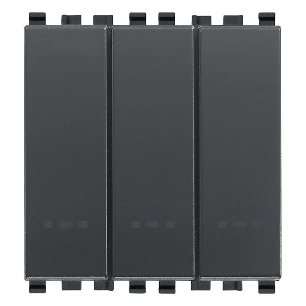 Vimar Eikon 3-Rocker 1-Way Switch, 20AX, 250V, Lightable, 2 Module, IP40 — Quality Boat Parts