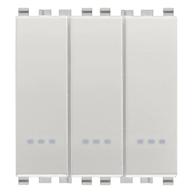 Vimar Eikon 3-Rocker 1-Way Switch, 20AX, 250V, Lightable, 2 Module, IP40 — Quality Boat Parts