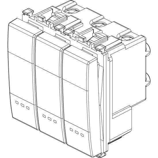 Vimar Eikon 3-Rocker 1-Way Switch, 20AX, 250V, Lightable, 2 Module, IP40 — Quality Boat Parts