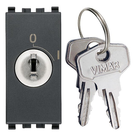 Vimar Eikon Key-Operated Push Button, 2P NO, 16A, 250V, IP40, Key Removable in OFF Position Only — Quality Boat Parts