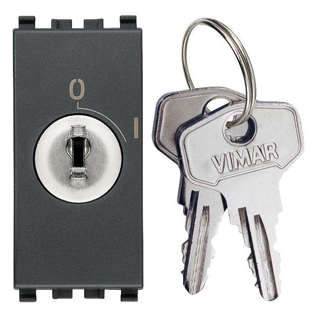 Vimar Eikon Key-Operated Push Button, 2P NO, 16A, 250V, IP40, Key Removable in OFF Position Only — Quality Boat Parts