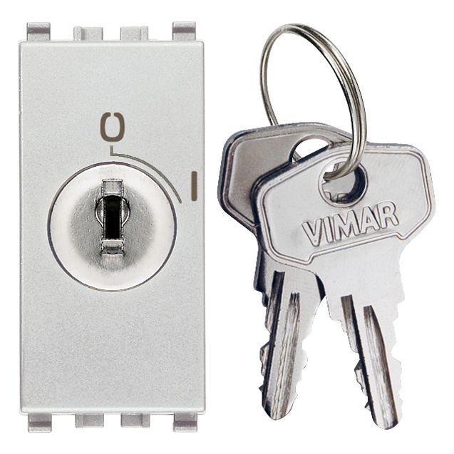 Vimar Eikon Key-Operated Push Button, 2P NO, 16A, 250V, IP40, Key Removable in OFF Position Only — Quality Boat Parts