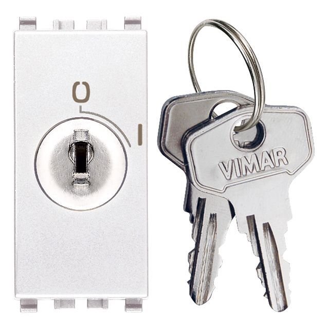 Vimar Eikon Key-Operated Push Button, 2P NO, 16A, 250V, IP40, Key Removable in OFF Position Only — Quality Boat Parts