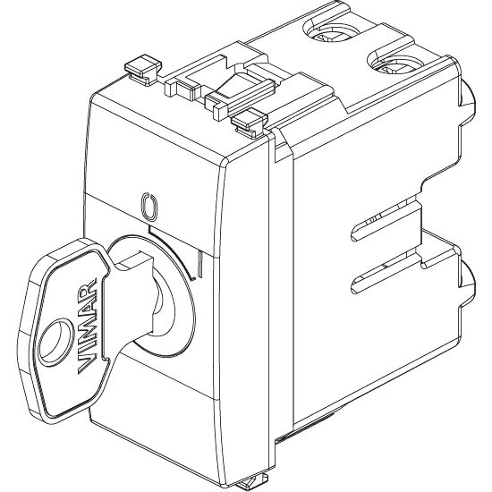 Vimar Eikon Key-Operated Push Button, 2P NO, 16A, 250V, IP40, Key Removable in OFF Position Only — Quality Boat Parts