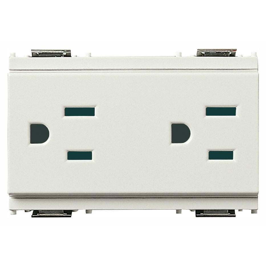 Vimar Idea SICURY Double 2P+E Socket Outlet, American and Saudi Arabian Standards, 15A 127V, 3 Modules, IP20 — Quality Boat Parts