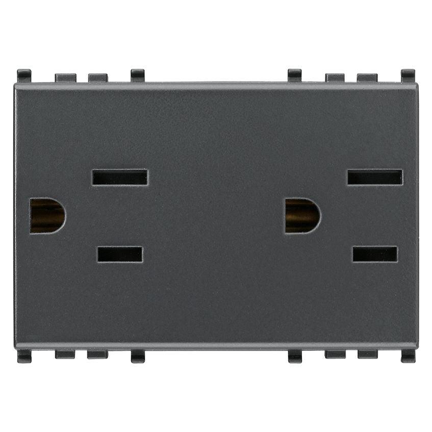 Vimar Eikon Double USA+SASO SICURY Socket Outlet, 2P+E, 15A, 127V, 3 Modules, Flush Mount, IP20 — Quality Boat Parts