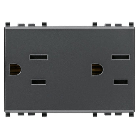 Vimar Eikon Double USA+SASO SICURY Socket Outlet, 2P+E, 15A, 127V, 3 Modules, Flush Mount, IP20 — Quality Boat Parts