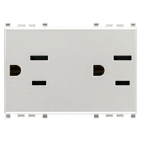 Vimar Eikon Double USA+SASO SICURY Socket Outlet, 2P+E, 15A, 127V, 3 Modules, Flush Mount, IP20 — Quality Boat Parts