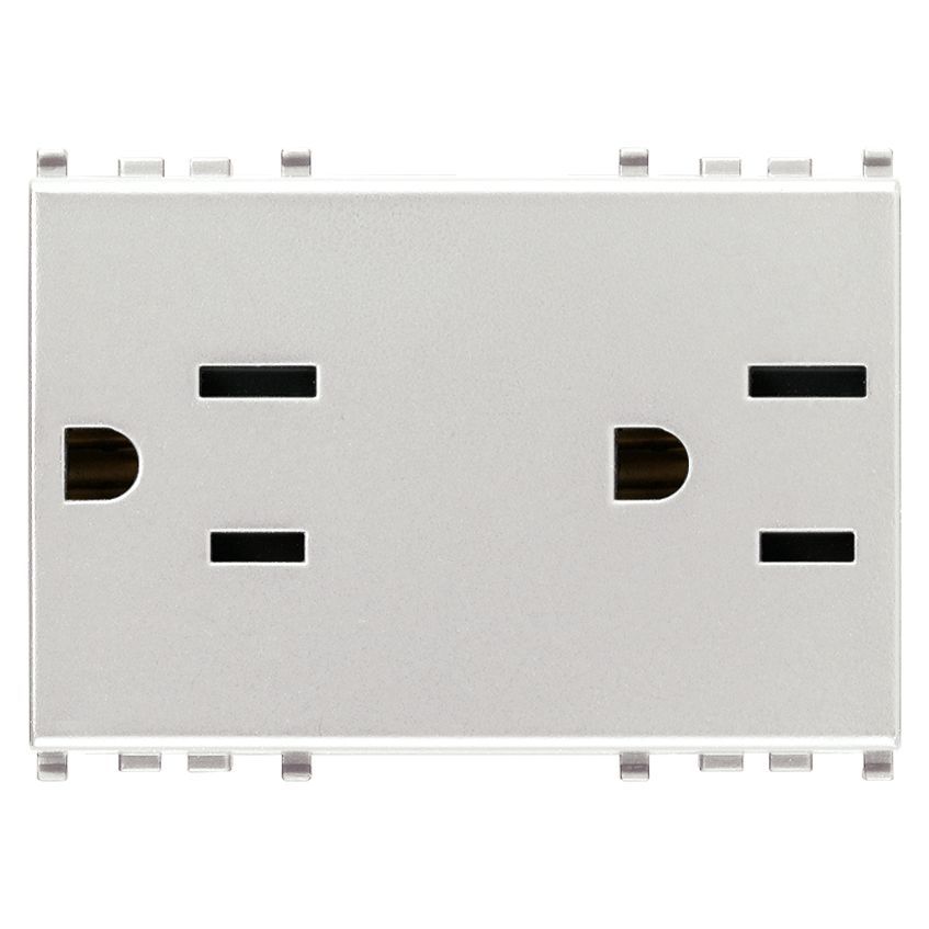 Vimar Eikon Double USA+SASO SICURY Socket Outlet, 2P+E, 15A, 127V, 3 Modules, Flush Mount, IP20 — Quality Boat Parts