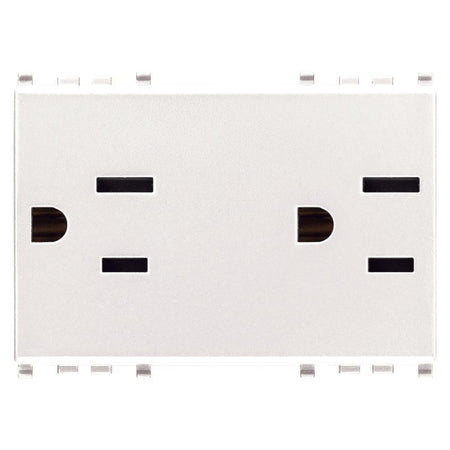 Vimar Eikon Double USA+SASO SICURY Socket Outlet, 2P+E, 15A, 127V, 3 Modules, Flush Mount, IP20 — Quality Boat Parts
