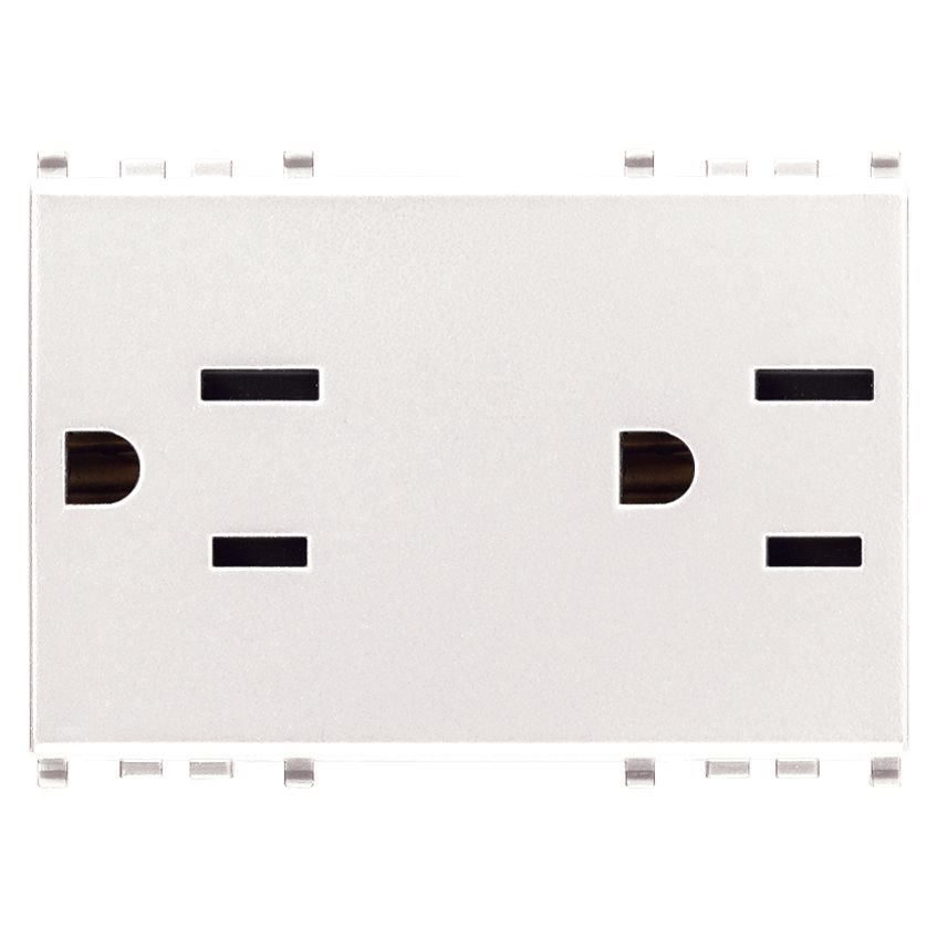 Vimar Eikon Double USA+SASO SICURY Socket Outlet, 2P+E, 15A, 127V, 3 Modules, Flush Mount, IP20 — Quality Boat Parts