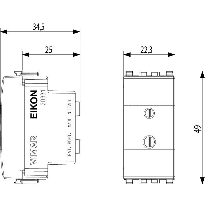 Vimar Eikon Polarized SELV 2P Socket Outlet, For 01616/01617 Plugs, 6A, 24V — Quality Boat Parts