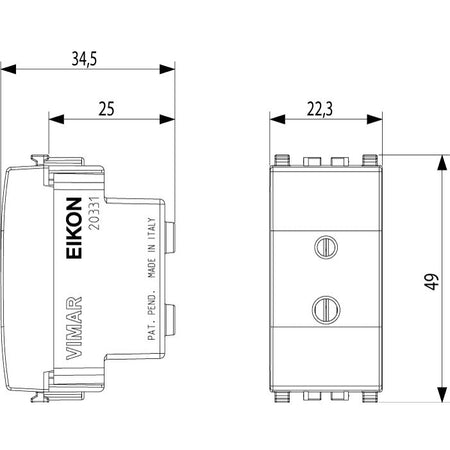 Vimar Eikon Polarized SELV 2P Socket Outlet, For 01616/01617 Plugs, 6A, 24V — Quality Boat Parts