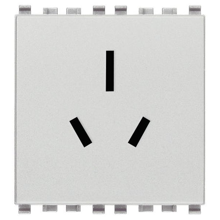 Vimar Eikon SICURY Australian Socket Outlet, AS/NZS 3112 Type I, 2P+E, 15A, 250V, 2 Modules — Quality Boat Parts