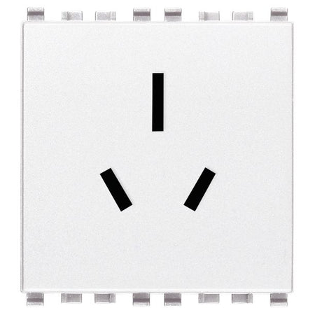 Vimar Eikon SICURY Australian Socket Outlet, AS/NZS 3112 Type I, 2P+E, 15A, 250V, 2 Modules — Quality Boat Parts