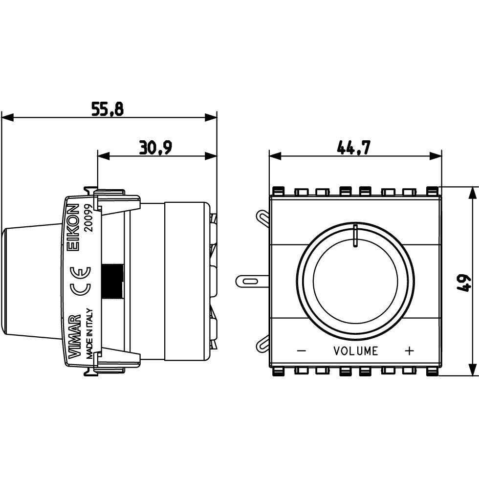 Vimar Eikon Speaker Volume Control, 8 Ohm, 15 W, 2 Modules — Quality Boat Parts
