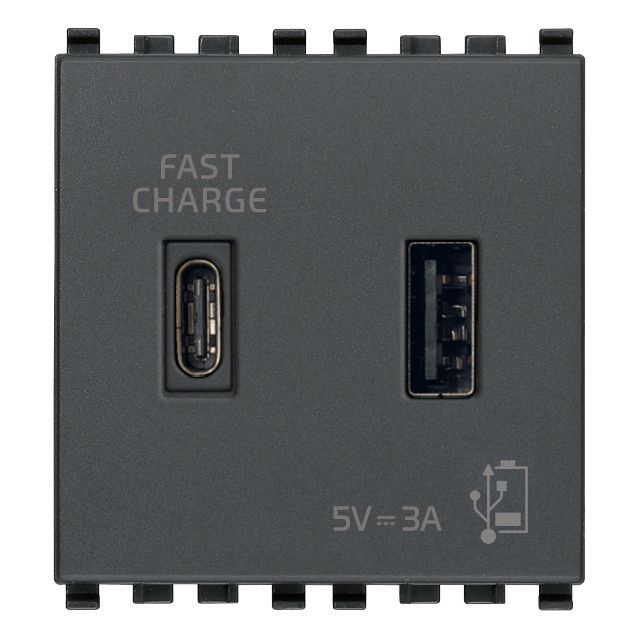 Vimar Eikon 2-Port USB Supply Unit, 5V, 2 Modules, Flush-Mounted — Quality Boat Parts