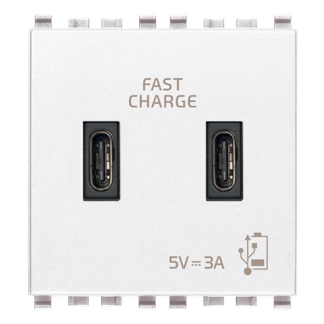 Vimar Eikon 2-Port USB Supply Unit, 5V, 2 Modules, Flush-Mounted — Quality Boat Parts