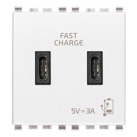 Vimar Eikon 2-Port USB Supply Unit, 5V, 2 Modules, Flush-Mounted — Quality Boat Parts