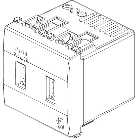 Vimar Eikon 2-Port USB Supply Unit, 5V, 2 Modules, Flush-Mounted — Quality Boat Parts