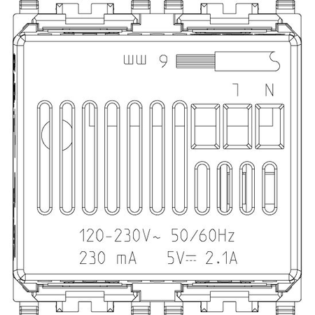 Vimar Eikon 2-Port USB Supply Unit, 5V, 2 Modules, Flush-Mounted — Quality Boat Parts