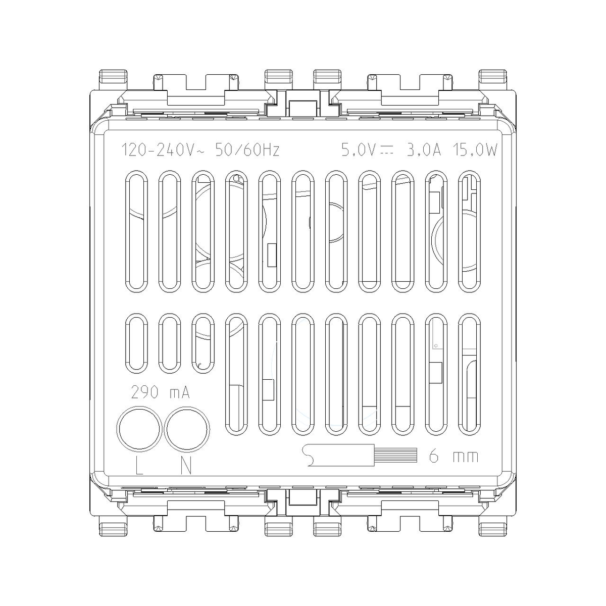 Vimar Eikon 2-Port USB Supply Unit, 5V, 2 Modules, Flush-Mounted — Quality Boat Parts