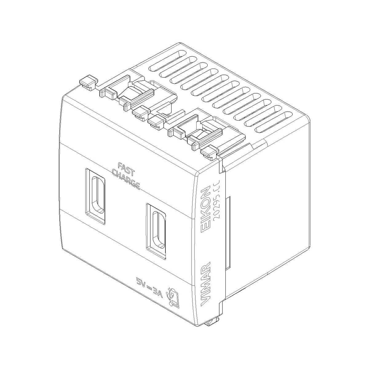 Vimar Eikon 2-Port USB Supply Unit, 5V, 2 Modules, Flush-Mounted — Quality Boat Parts