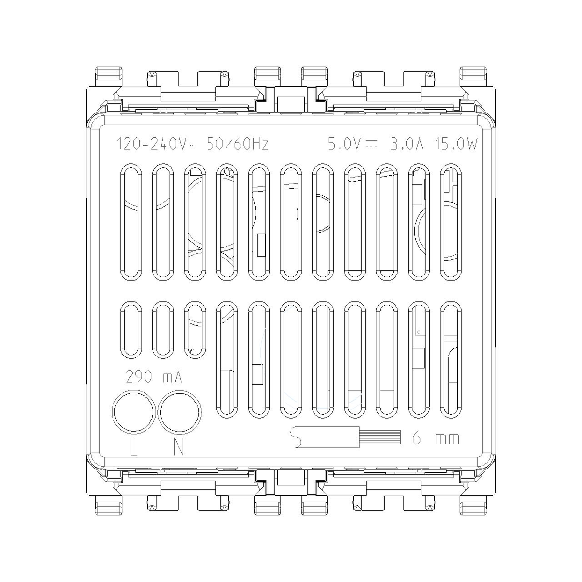 Vimar Eikon 2-Port USB Supply Unit, 5V, 2 Modules, Flush-Mounted — Quality Boat Parts
