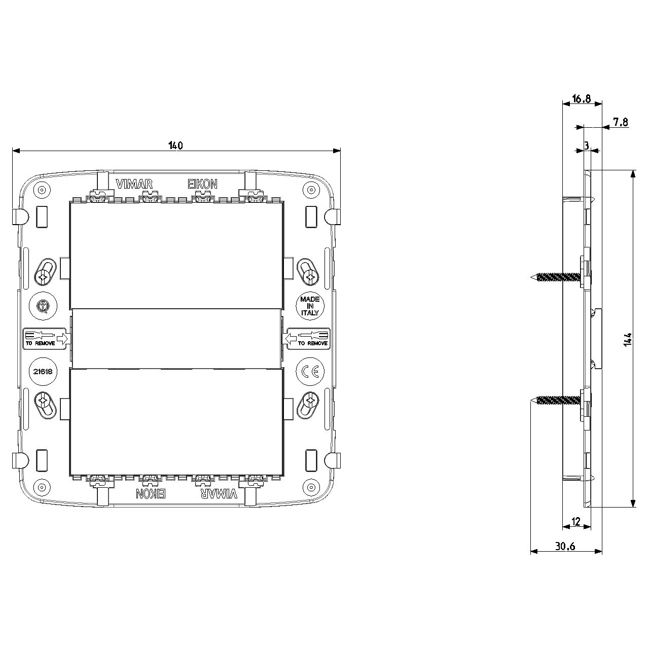 Vimar Eikon Mounting Frame and Protection Cover, 8 (4+4)-Module — Quality Boat Parts