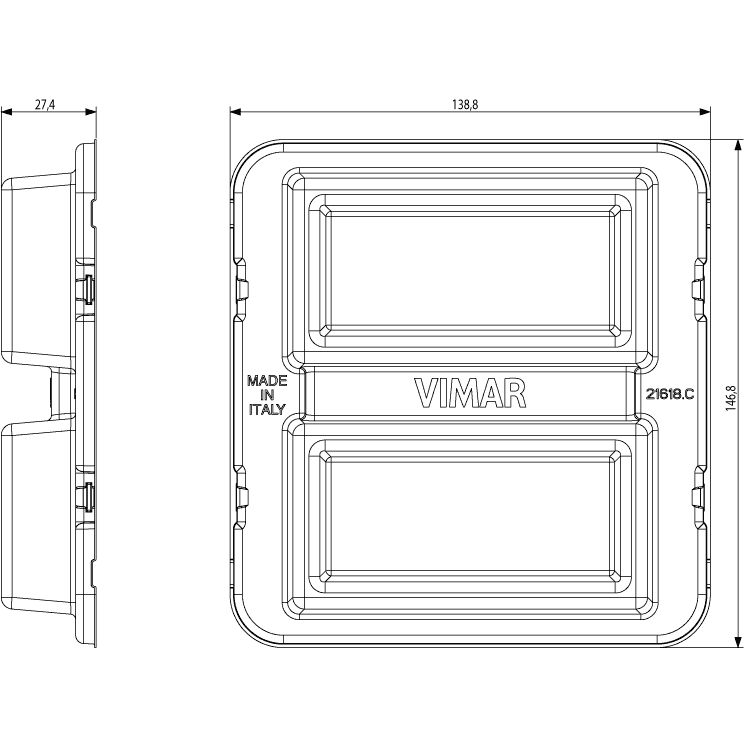 Vimar Eikon Mounting Frame and Protection Cover, 8 (4+4)-Module — Quality Boat Parts