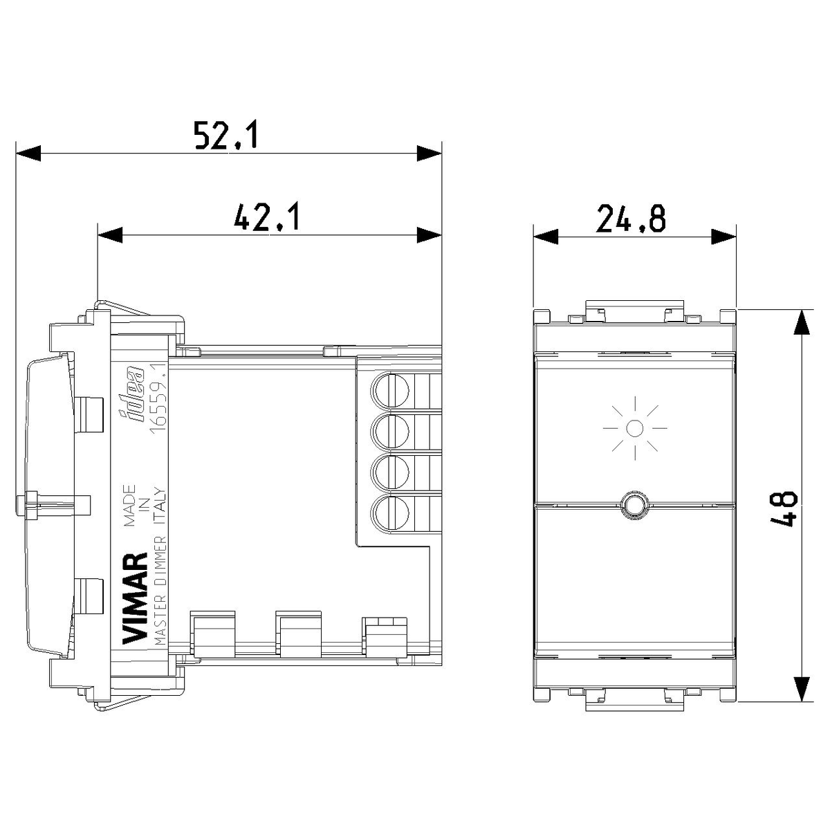 Vimar Idea Master Dimmer, Universal Load, Push Button Control, IP40 — Quality Boat Parts