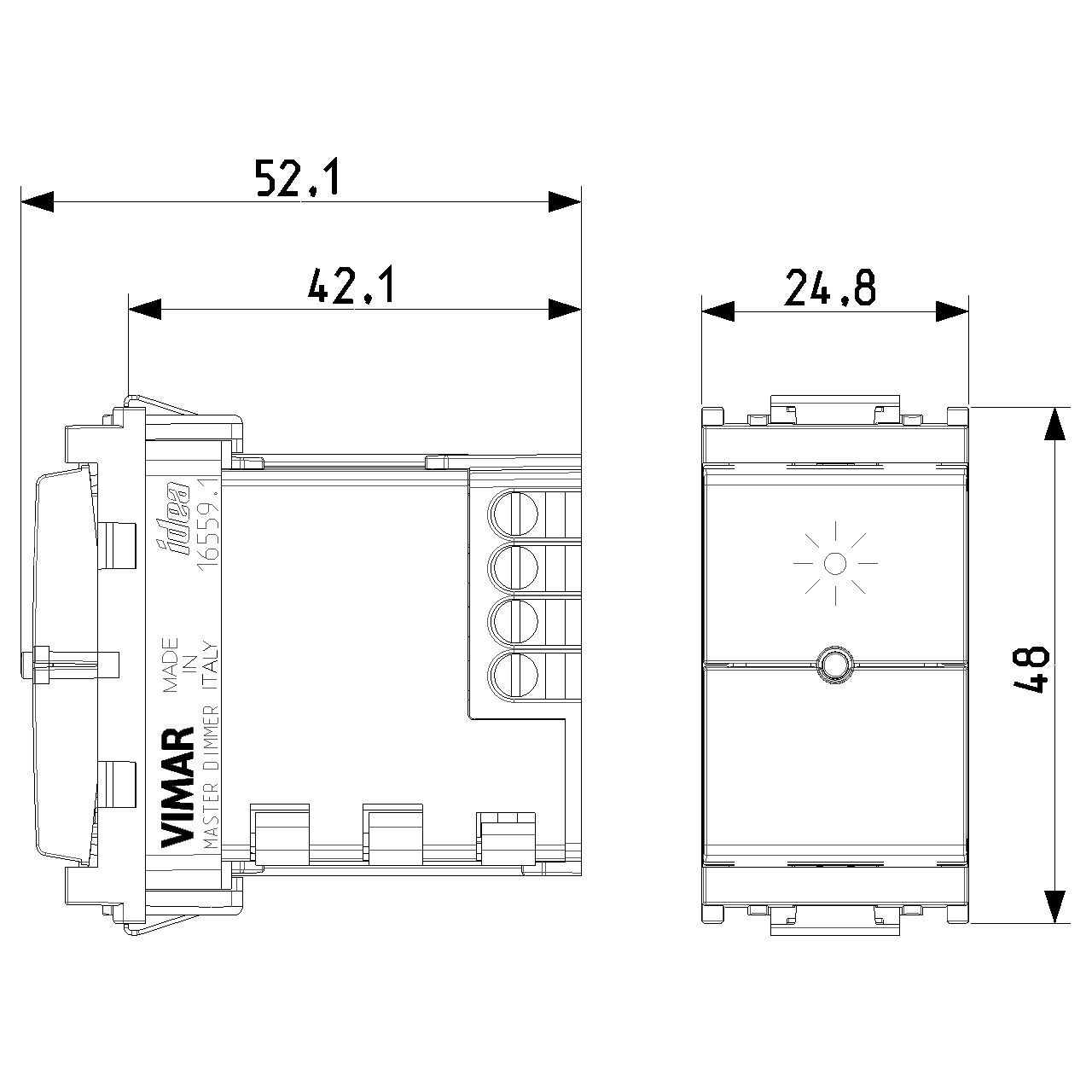 Vimar Idea Master Dimmer, Universal Load, Push Button Control, IP40 — Quality Boat Parts